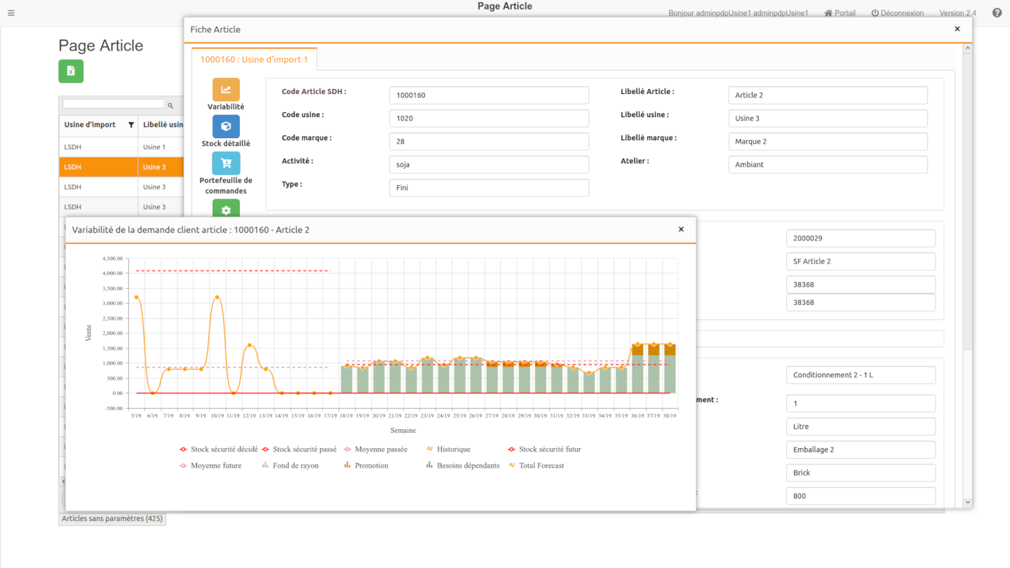 Vue du logiciel MyMasterPlan et de son planning de production